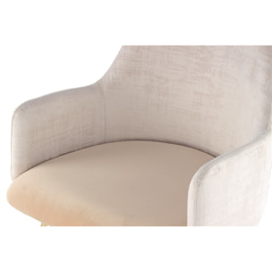 Sedia di design Richard in velluto bicolore avorio e beige