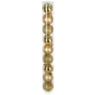 Lot de 9 boules D.6cm or