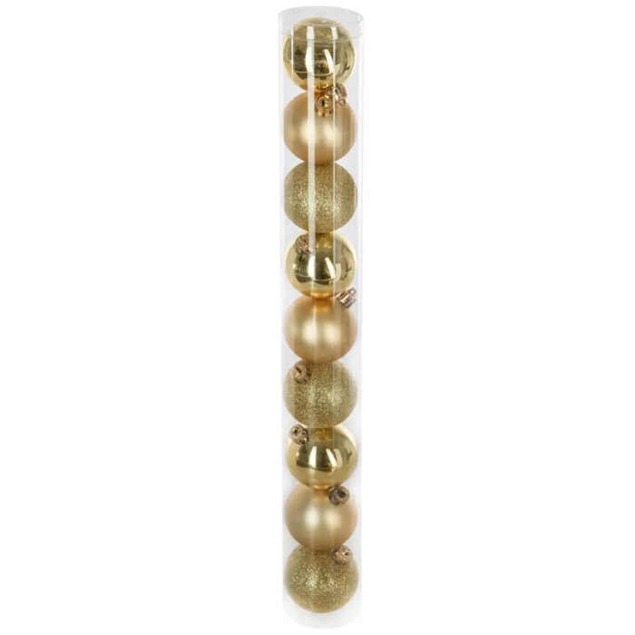 Lot de 9 boules D.6cm or