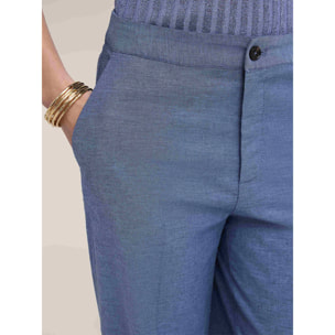 Motivi - Pantaloni palazzo in misto lino - Azzurro