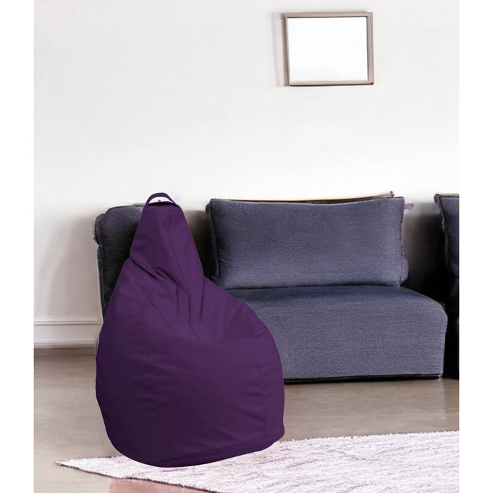 Pouf Boves, Poltrona multiuso, Poltroncina sacco, Pouf poggiapiedi, Made in Italy, 90x90 h120 cm, Viola