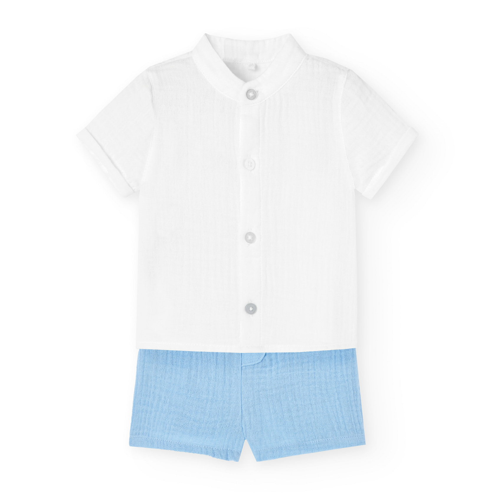 Conjunto combinado bebÃ© niÃ±o, algodÃ³n liso, blanco, cuello