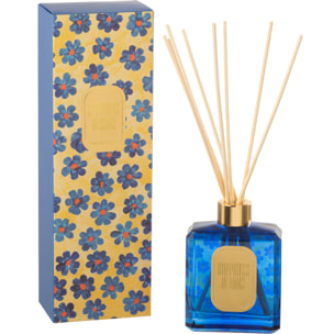 J-Line Bâtonnets parfumés Hapiness Blooms - White Musk Violet - glas - bleu/jaune