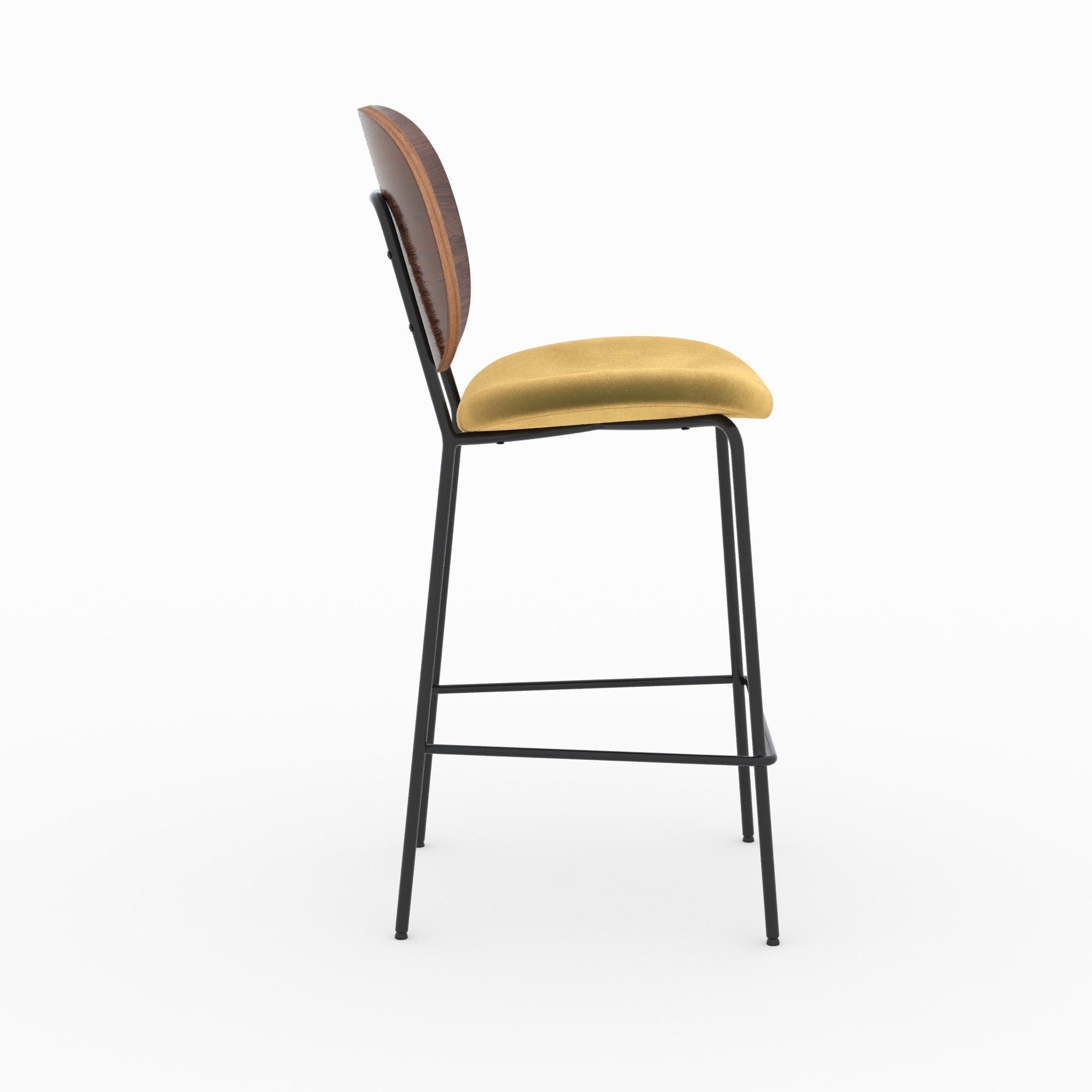 Lot de 2 chaises pour îlot central 65,5 cm en velours jaune - Simone