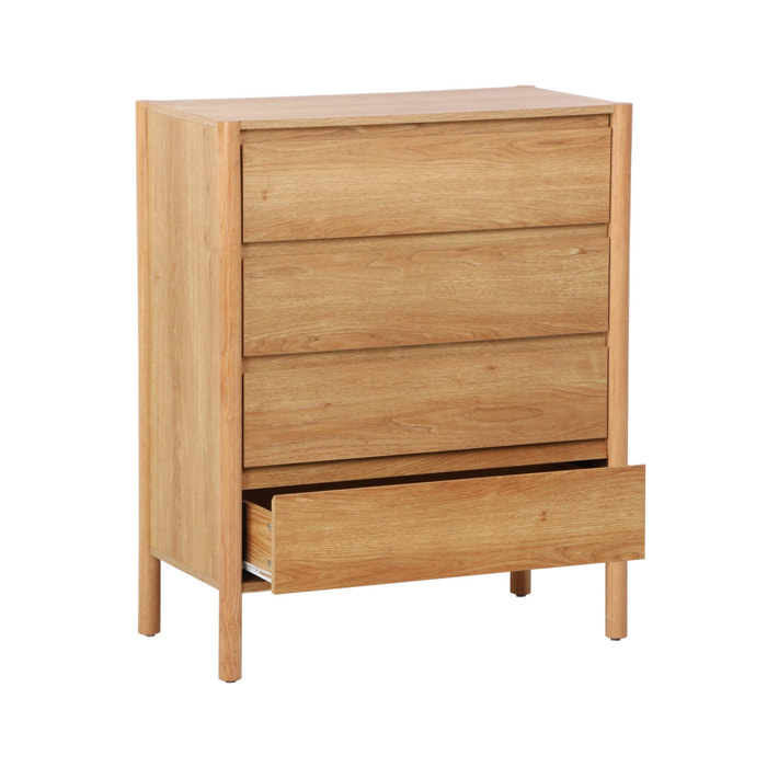 Commode décor bois 4 tiroirs naturel 80cm - 80 x 40 x 98 cm - Harmony