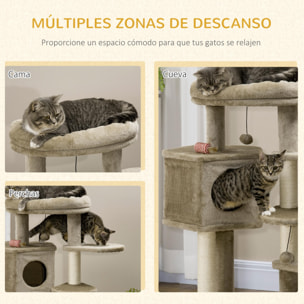 Árbol Rascador para Gatos Altura 94 cm con Cama Cueva Escaleras Bolas Colgantes