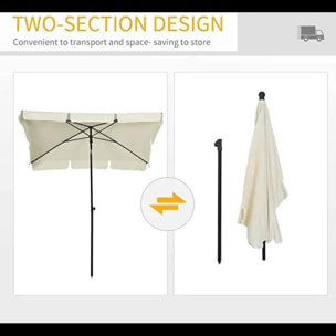 Ombrellone Rettangolare Da Giardino Parasole Balcone Inclinazione Regolabile Anti UV Impermeabile Per Mare Spiaggia Piscina Terrazzo 198x125 Cm Beige