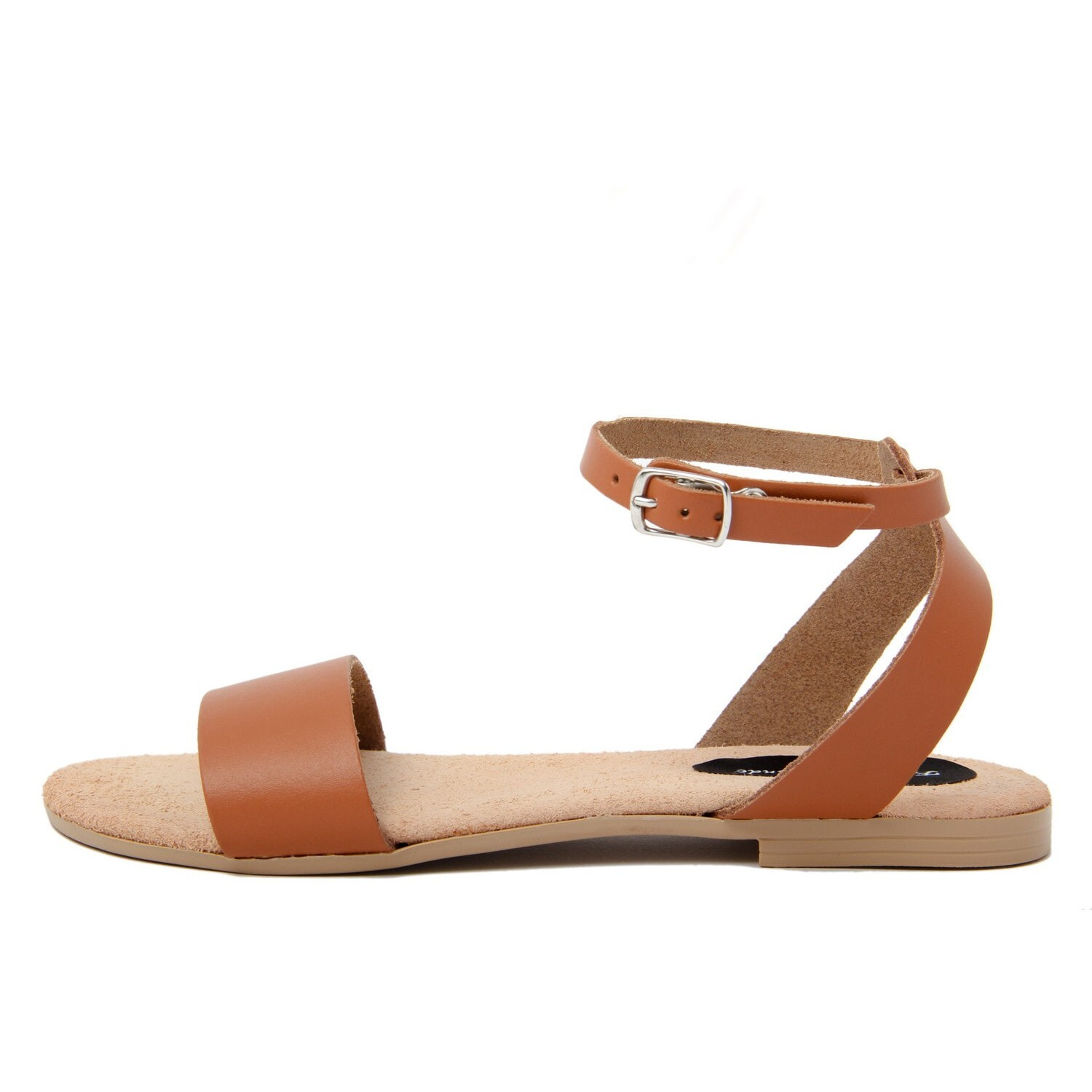 Sandali Flat Made in Italy in pelle colore Marrone, Altezza tacco 1,2 cm