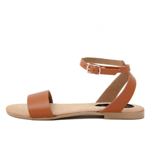 Sandali Flat Made in Italy in pelle colore Marrone, Altezza tacco 1,2 cm