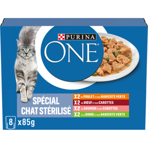 PURINA ONE Chat Stérilisé Multivariétés 8x85g - Lot de 10