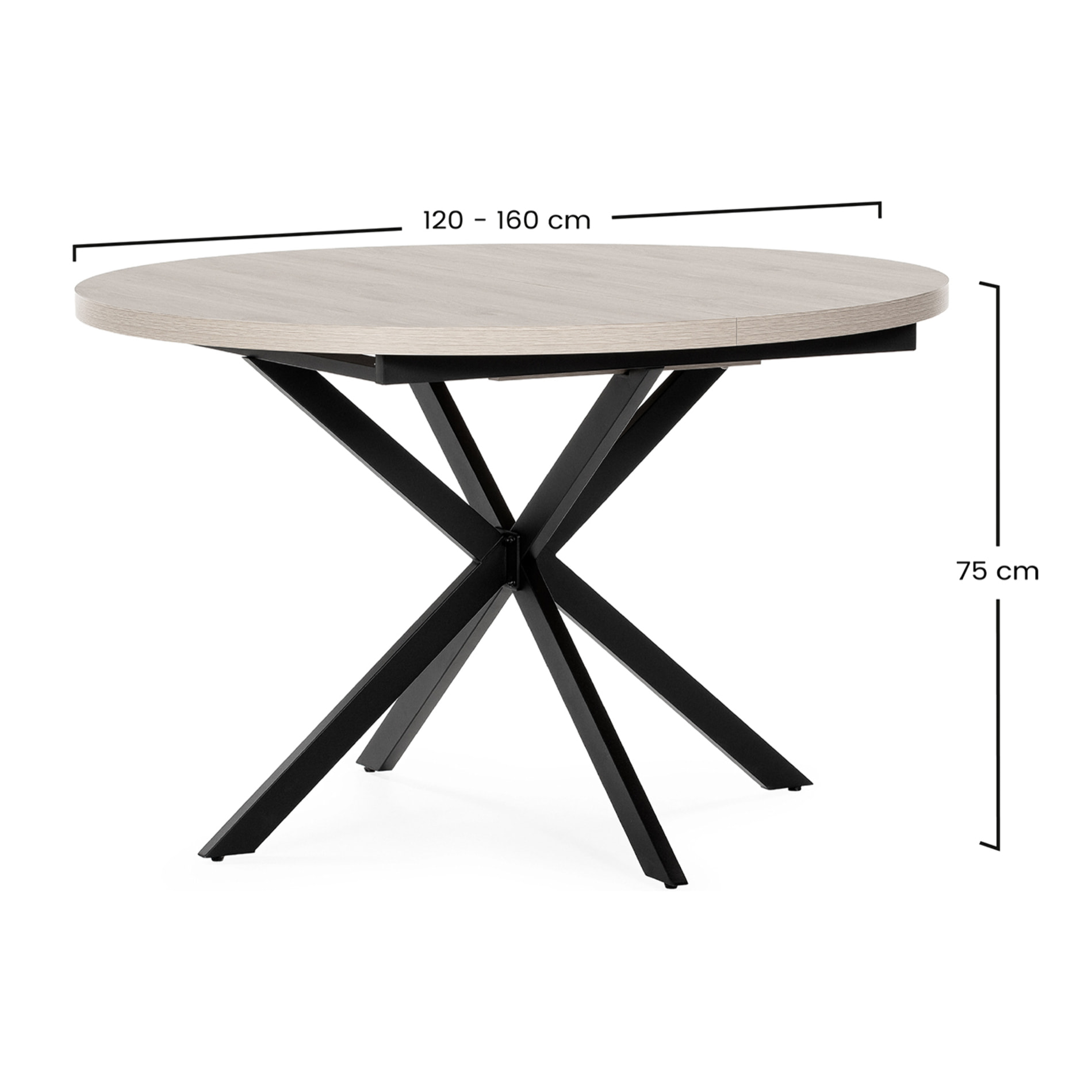 Mesa redonda extensible Murano efecto Roble, 120-160 cm