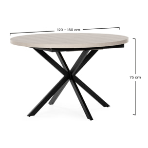 Mesa redonda extensible Murano efecto Roble, 120-160 cm