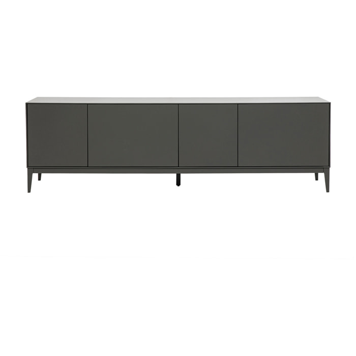 Meuble TV design gris laqué brillant avec rangements L180 cm GRAY