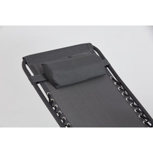 Lot de 2 transats inclinables noir et gris foncé ANALU