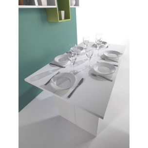 Tavolo allungabile Lavanda, Tavolo da pranzo con apertura a libro, Consolle multiuso allungabile, 100% Made in Italy, Cm 120x70h75, Bianco