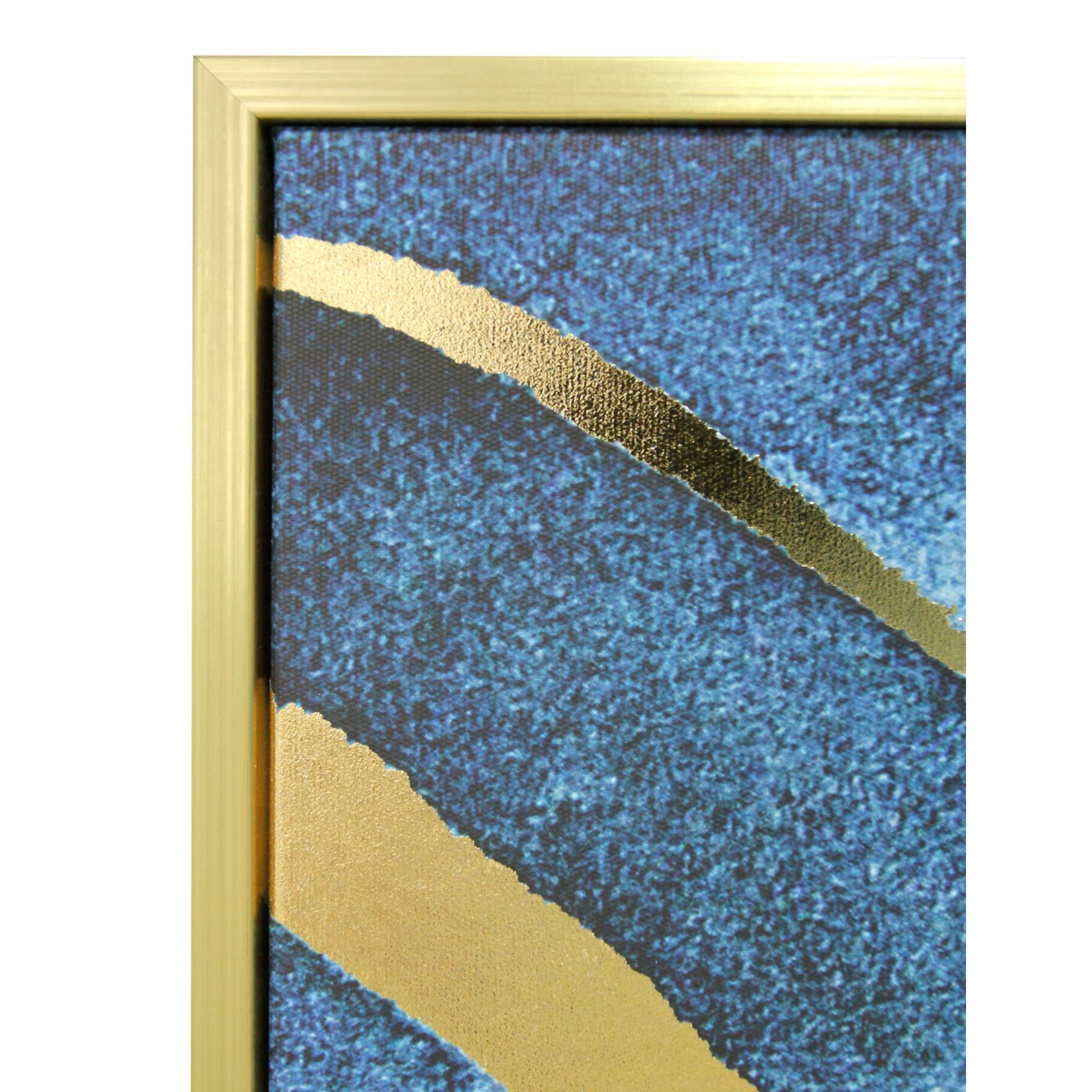 Cuadro Bérgamo poliéster azul-dorado 92x62x4 cm