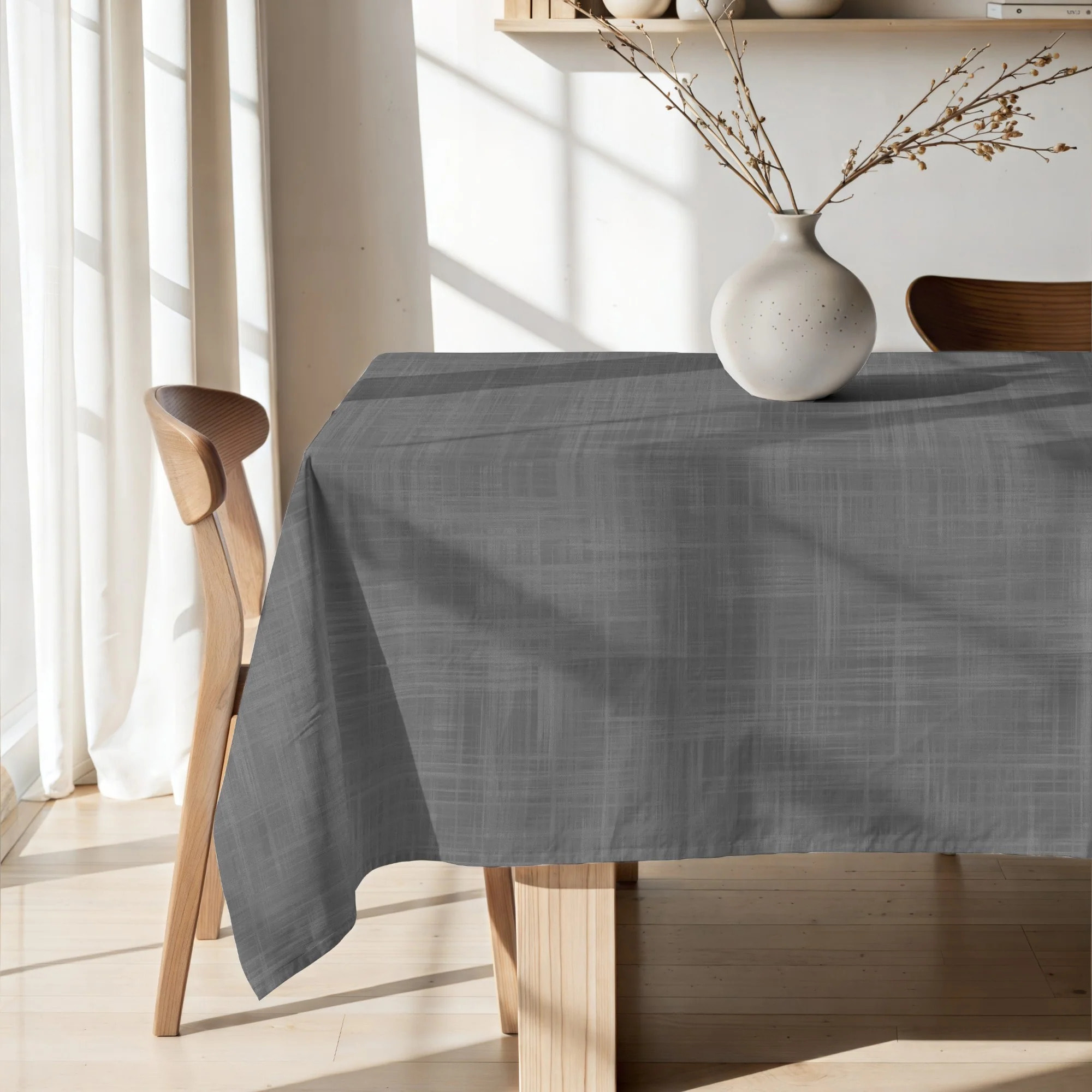 Nappe enduite Gris Sombre - 100% coton - traitement antitaches - Gris