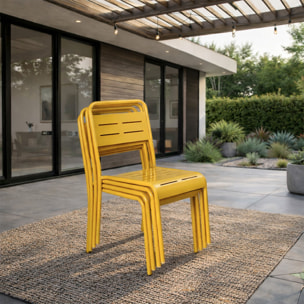 Ensemble de 4 chaises de jardin empilables jaunes EVORA