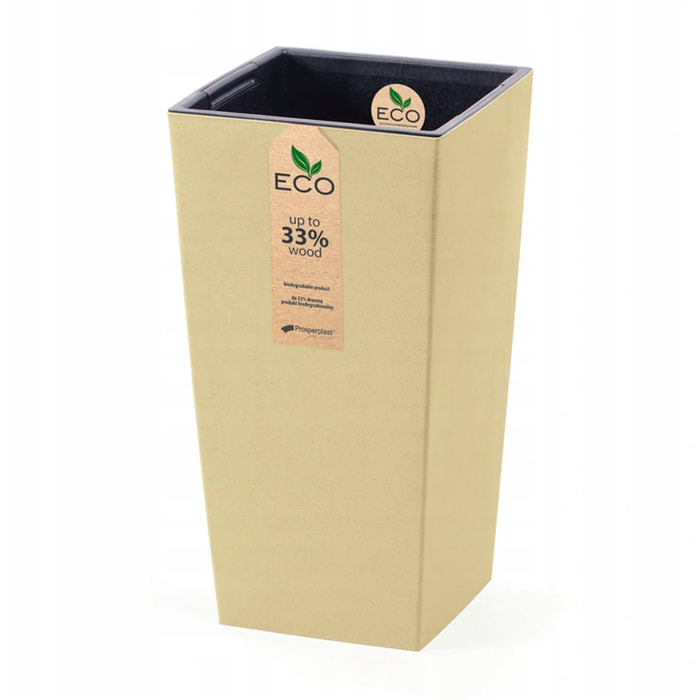 Macetero con inserto Prosperplast Urbi Square Eco 91,5 L en color crema