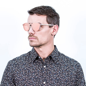 Gafas de sol PALO ALTO PEARL - Gris sólido mate / Plana rosa revo y patillas metálicas doradas