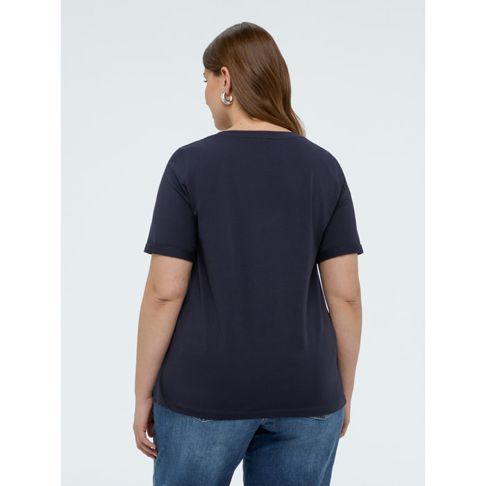 Fiorella Rubino - T-shirt in cotone con scritta crystal - Blu