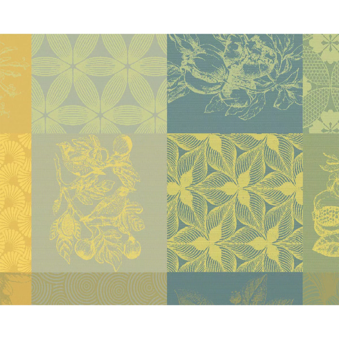 Set pur coton enduit motif jacquard Mille parfums limoni