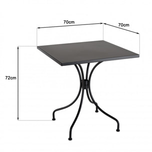 MALO - SALON DE JARDIN 2 PERS. - 1 Table carrée 70x70cm et 2 fauteuils beiges et noirs en rotin synthétique