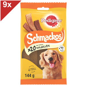 PEDIGREE Schmackos Récompenses poulet friandises pour chien (9x144g)