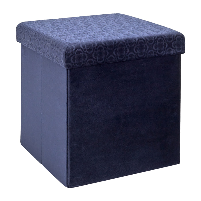 Coffre Pouf Pliable Retro Bleu Nuit