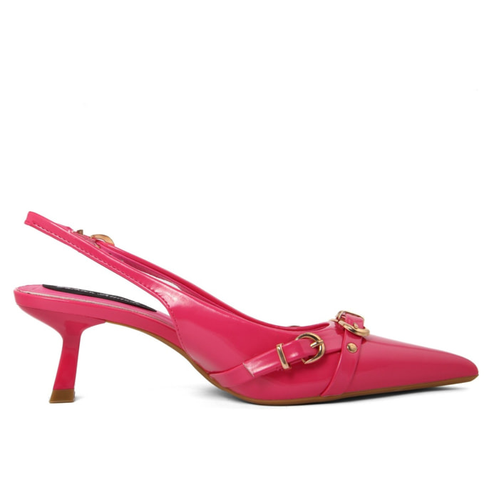 Slingback Donna colore Fuxia-Altezza tacco:6,5cm