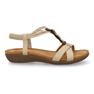 Sandalias planas para mujer, comodas con material elastico en el talon, diseño moderno con adornos en el empeine