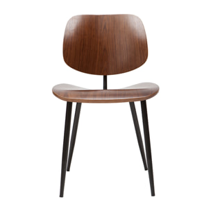 Chaises en bois foncé noyer et métal noir (lot de 2) TOBIAS