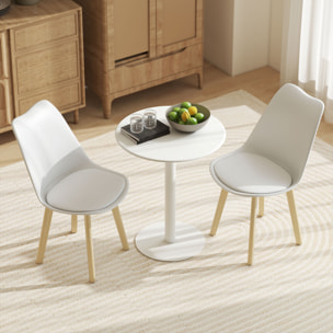 Mesa de Comedor Redonda para 2 Personas Mesa de Cocina de Acero para Interior y Exterior Ø60x72 cm Blanco