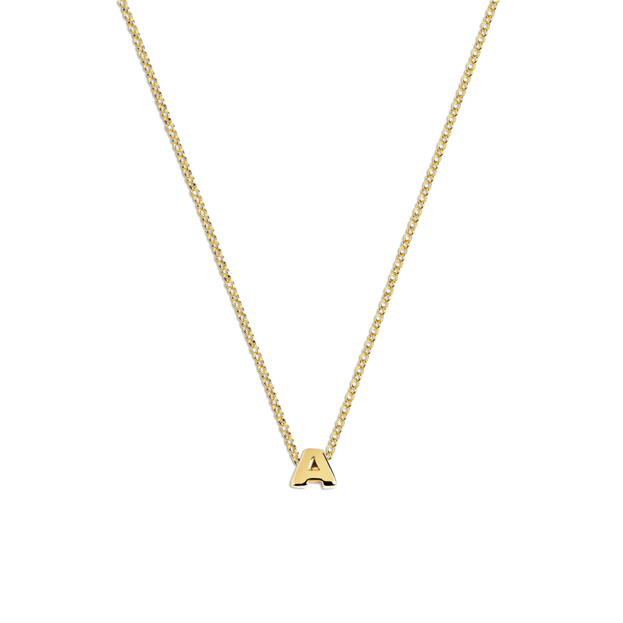 Collar Personalizado Single Letter Plata Baño Oro