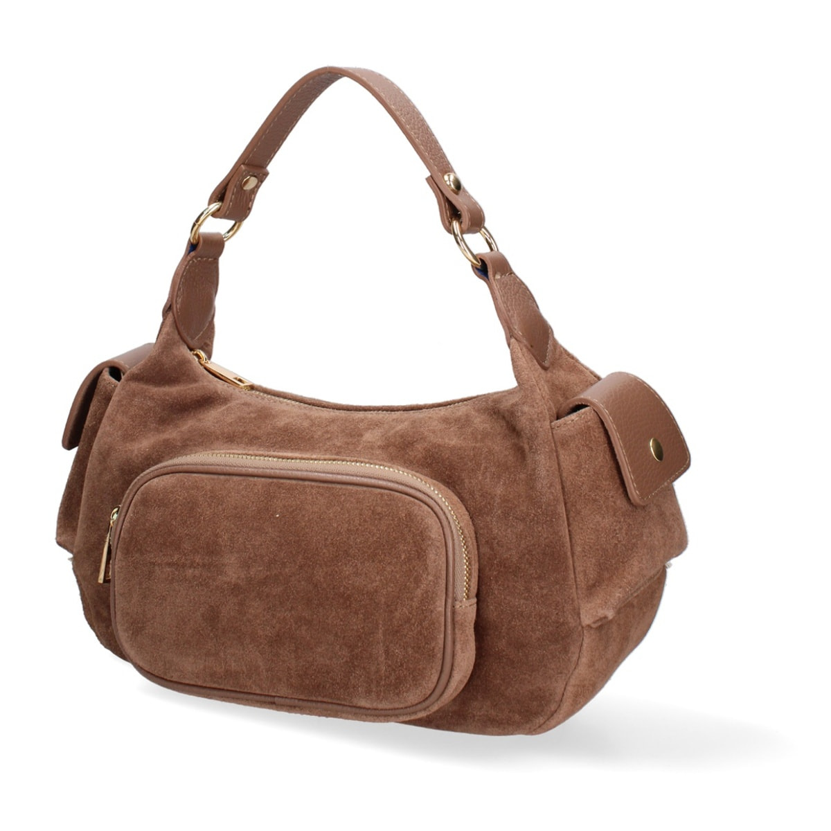 Borsa a spalla da donna Made in Italy - Modello Ardena - Pelle scamosciata - 30.0 x 17.0 x 12.0 cm