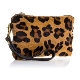 Mattarello Borsa a mano Donna. Pelle autentica Cavallino Leopardo Grande Dollaro