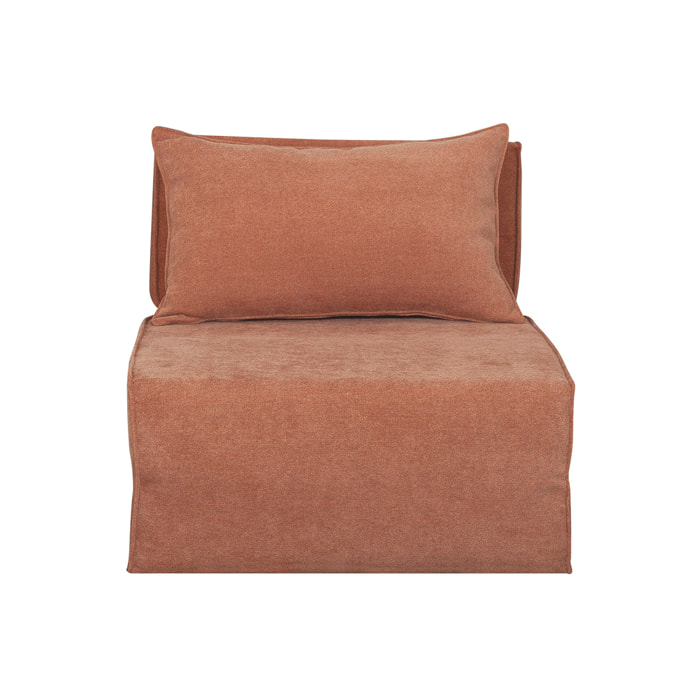 Chauffeuse 1 place convertible en tissu effet velours terracotta VICTOR