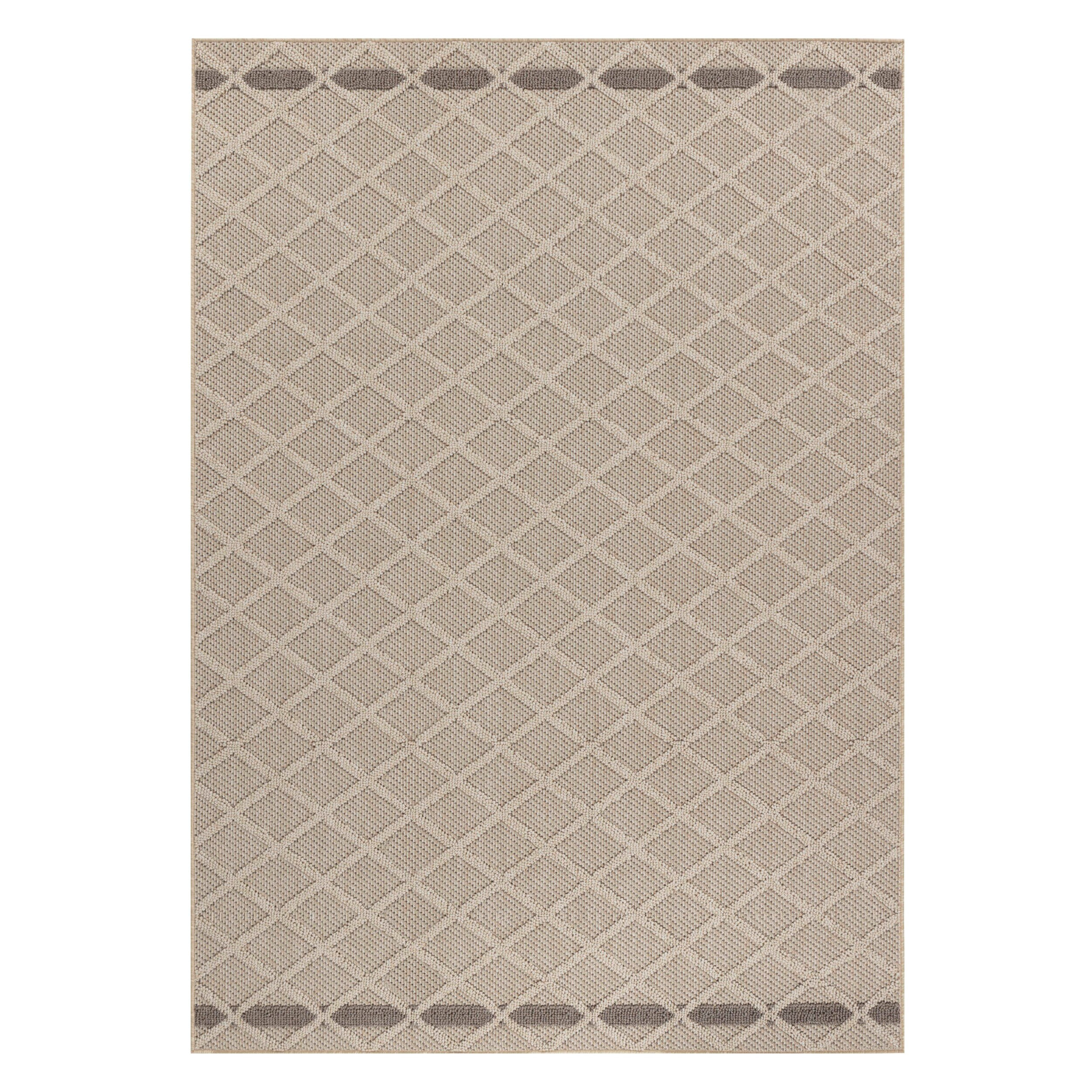 PATARA - Tapis intérieur/extérieur motif losange beige - PAT4953BEI