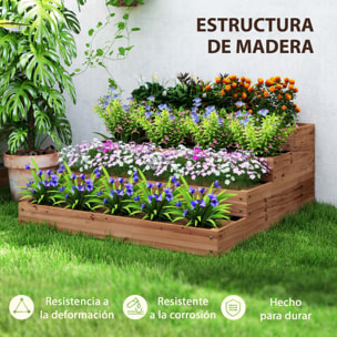 Jardinera de Madera Elevada de 4 Niveles Jardinera Exterior Grande con Diseño de Escalera Huerto Urbano para Cultivos Plantas Flores para Patio Terraza Balcón 113x113x46 cm Café Oscuro