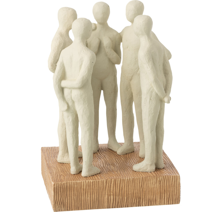 J-Line Figurine Groupe de Personnes Debout - polyrésine - blanc cassé/naturel
