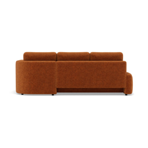 Mahina - canapé d'angle droit 4 places convertible avec coffre en tissu texturé - Terracotta