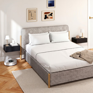 Set de 2 Mesillas de Noche de Pared, Mesitas de Noche Flotantes con 1 Cajón, Mesas Auxiliares para Dormitorio, Habitación Hogar, Diseño Sencillo, 40x30x15 cm, Negro