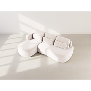 Mahina - canapé d'angle gauche 4 places convertible avec coffre en velours côtelé - Beige