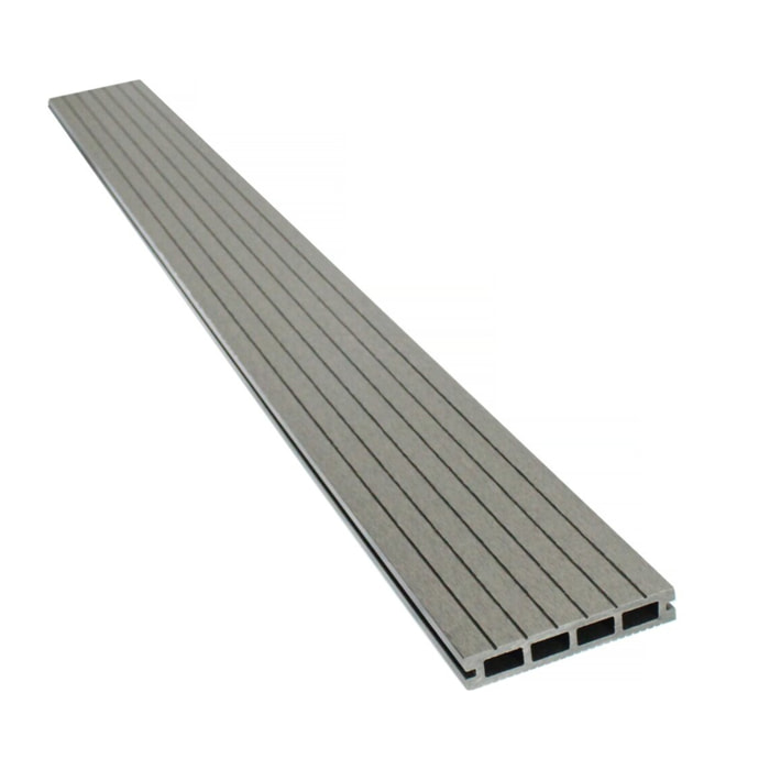 Lot de 3 lames de terrasse composite alvéolaires - Long: 2,4m - surface 1m² - Gris