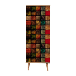 Scarpiera Dgrandin, Mobile portascarpe, Armadio da ingresso multiuso, Mobiletto per calzature, 50x38h135 cm, Quercia e Multicolore