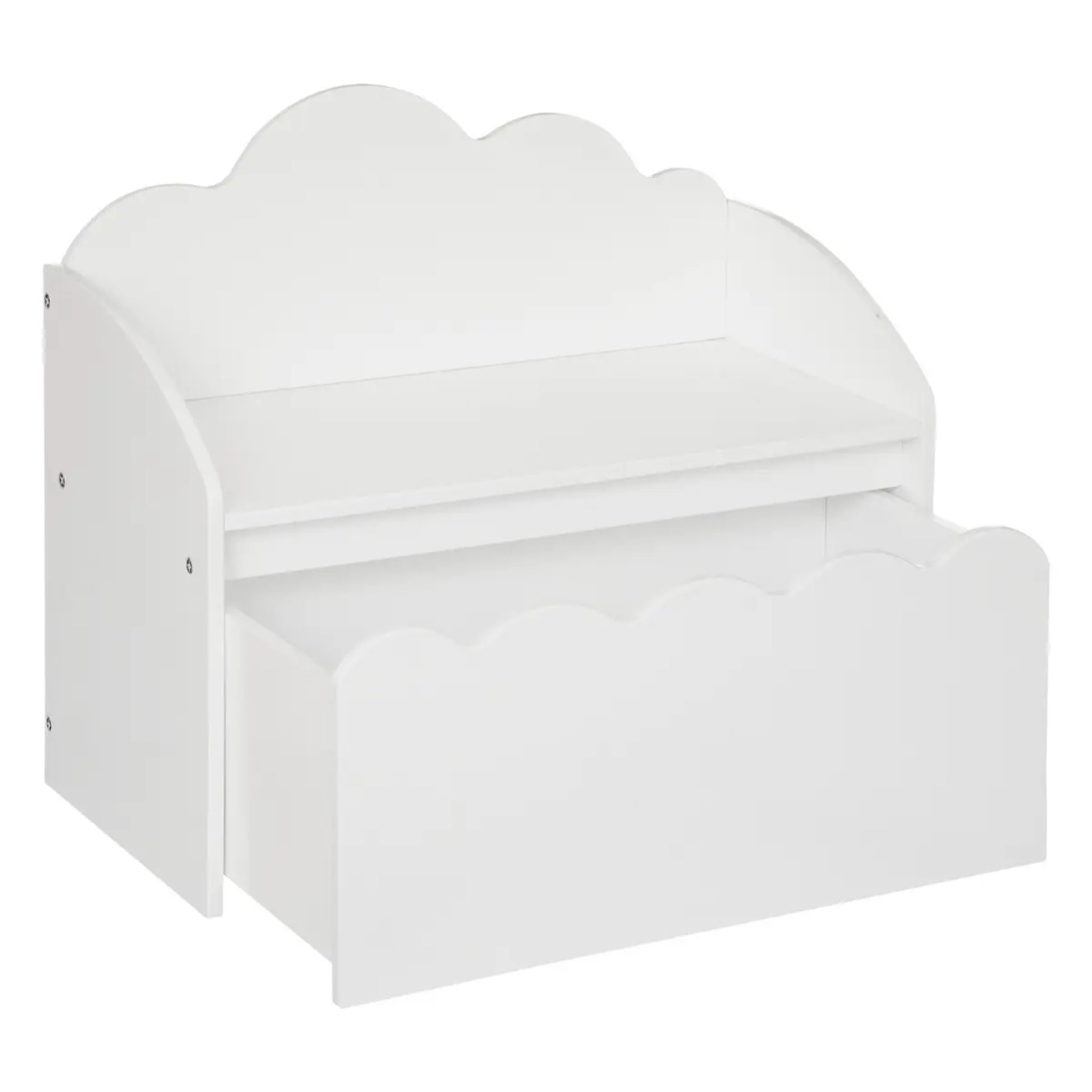 Banc coffre enfant "Nuage" - bois - blanc - 60x30 cm