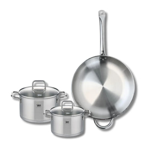 Ensemble de 1 Poêle de cuisson 32 cm et 2 faitouts 16 et 20 cm Elo Profi Citrin