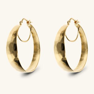 Orecchini a Cerchio Grandi Martellati placcati Oro Giallo 18Kt Graduati Diametro 3cm