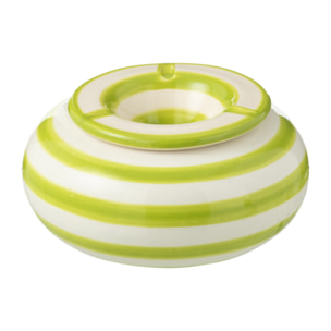 J-Line cendrier Granada Stripes - céramique - blanc/vert - large