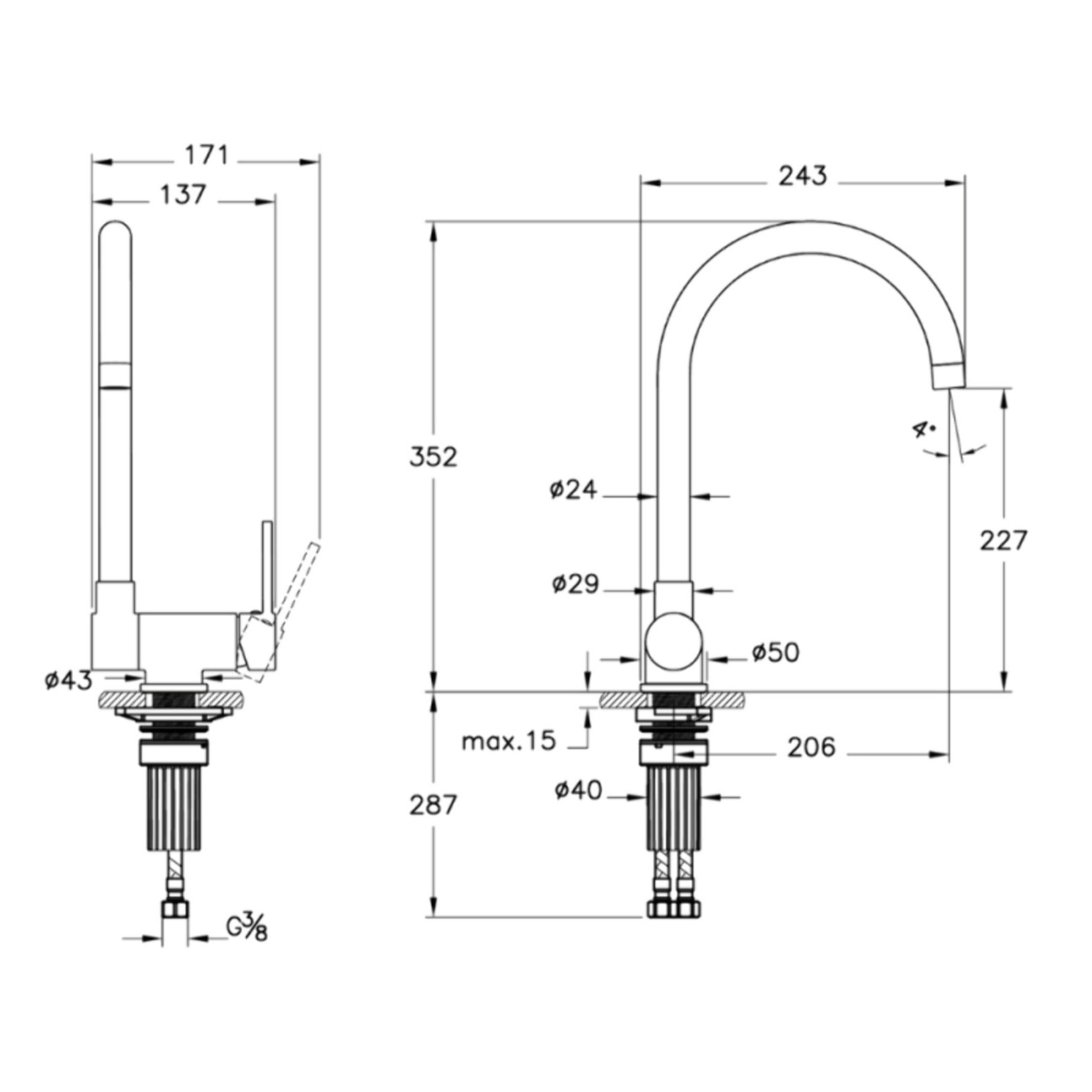 Robinet cuisine rabattable Masterline chromé